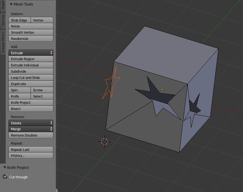 Blender's Knife Project tool with a star shape.