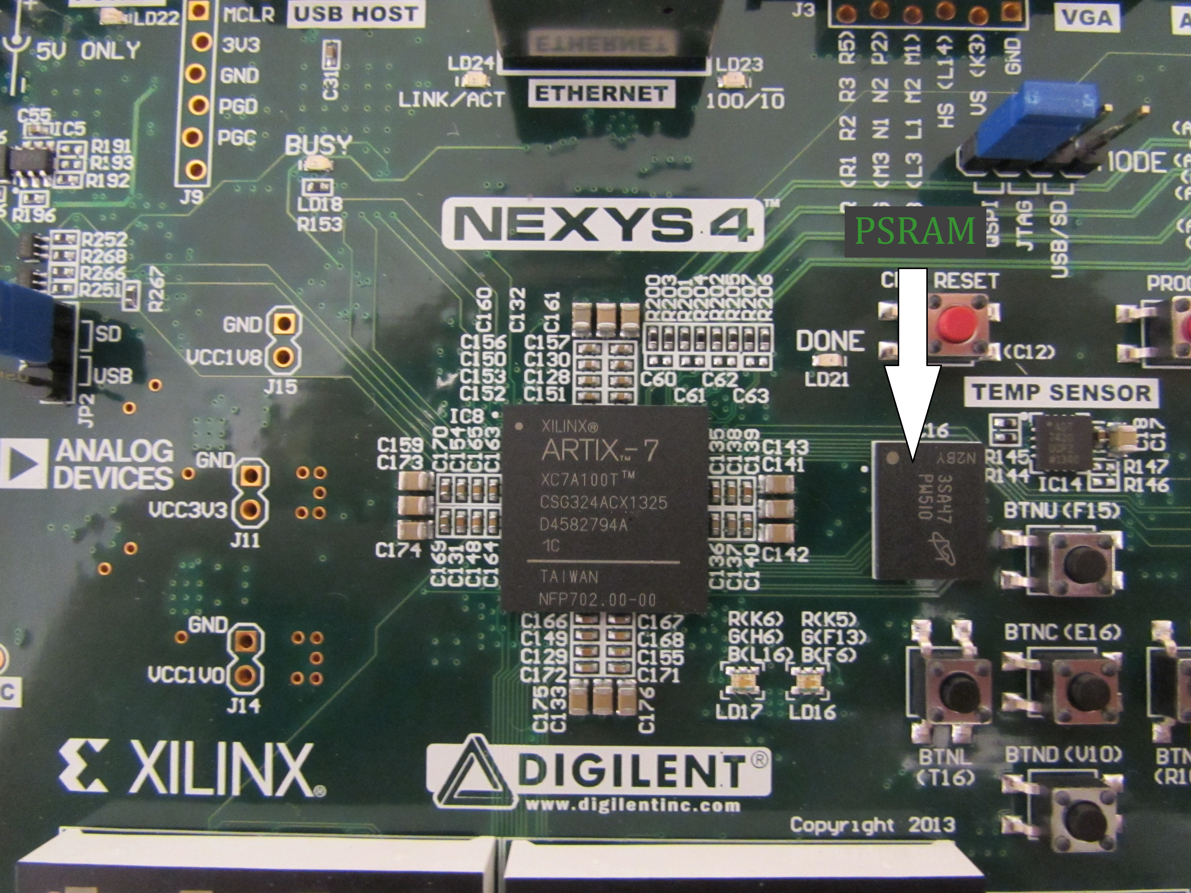 The CellularRAM chip on the Nexys 4