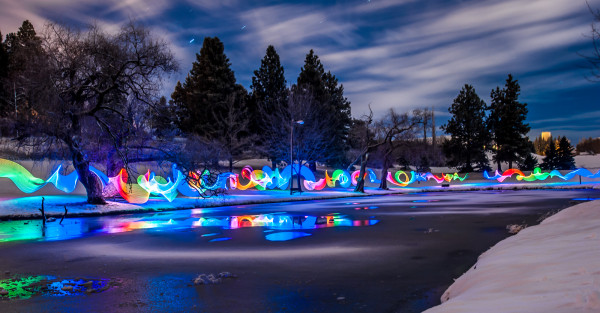 Around the pond.