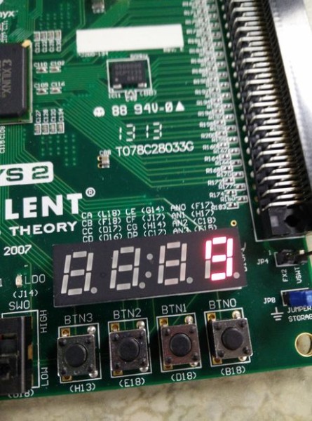 The seven-segment display shows your score.