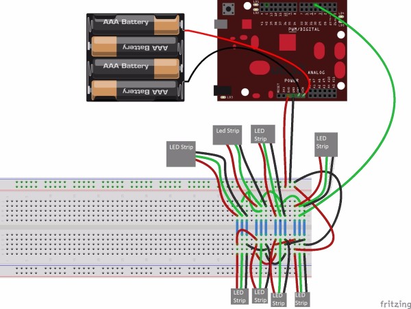 The circuit behind the LED spider costume