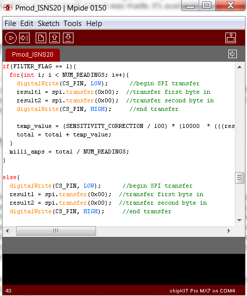 PmodISNS20 MPIDE demo