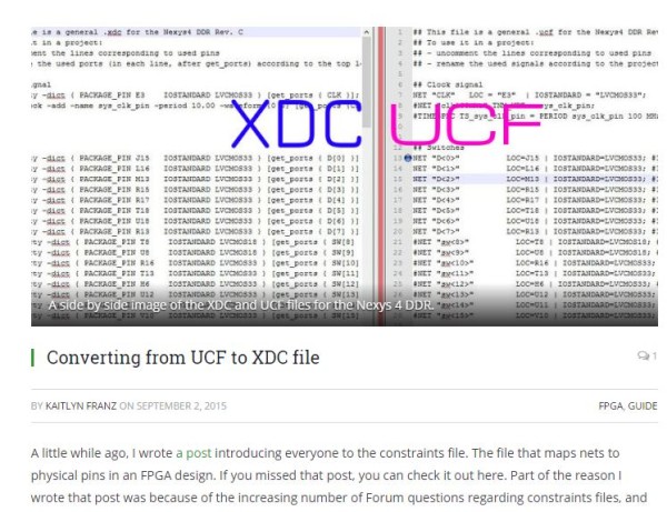The blog post about converting from XDC to UCF file.