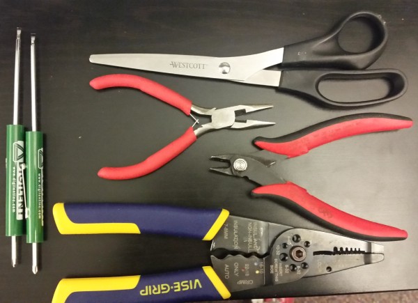 Of course you need some tools; pliers, wire cutters, scissors, wire strippers, and screwdrivers. 