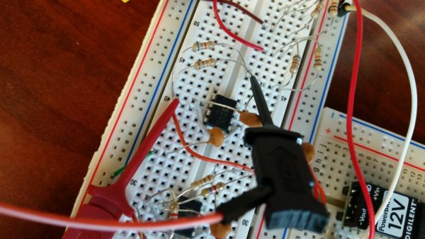 The Mini Grabber Test Clips in action. All of the holes in the two nodes I needed to measure were used or covered up, so instead of having to rewire and put a male connector in, I just attached the test clips to the resistor itself. 