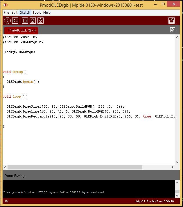 MPIDE simple draw functions for OLEDrgb