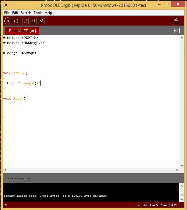 new MPIDE sketch with OLEDrgb libraries included