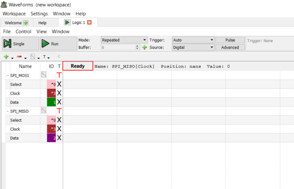 Setting up the Logic Analyzer for two SPI bus lines