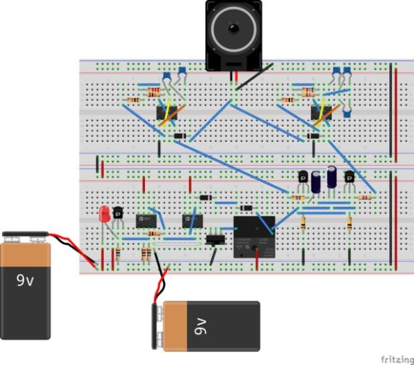 The Fritzing image of the laser trip wire circuit. 