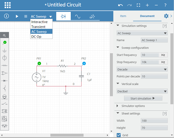 Choosing different simulation options and settings is a breeze.