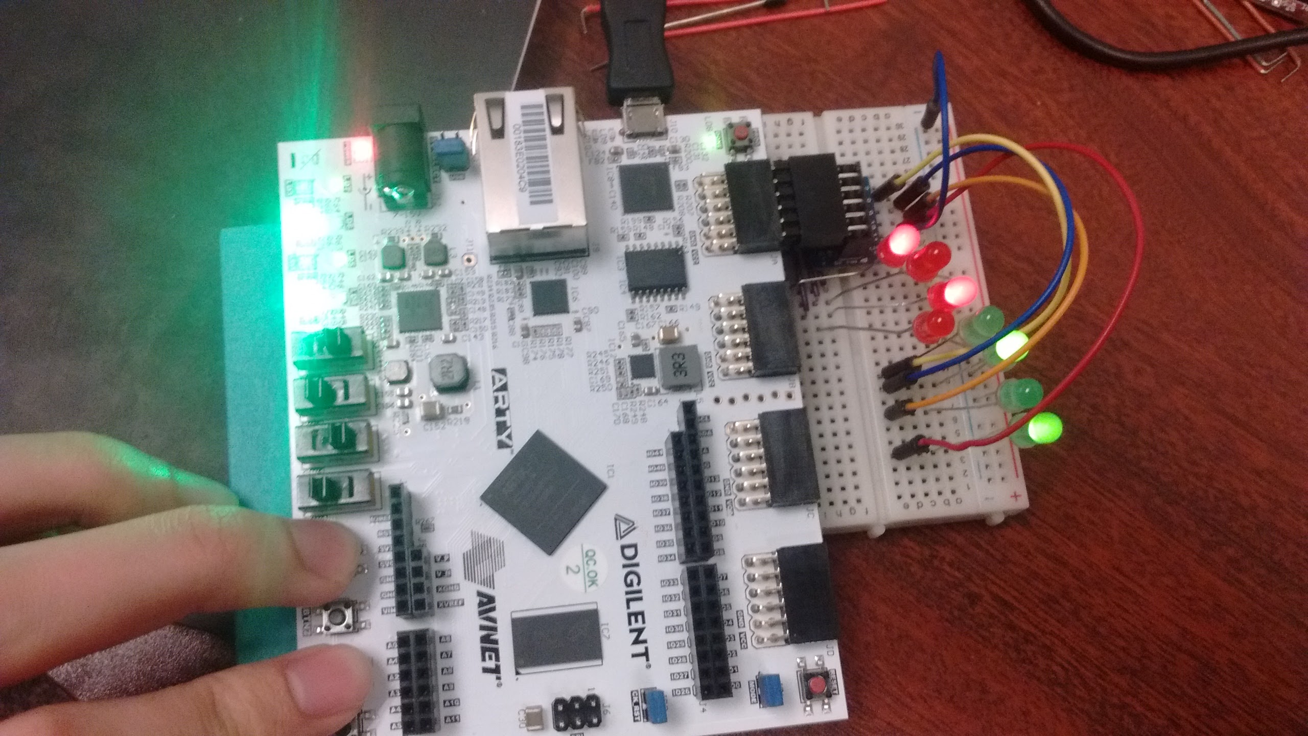 LED, switch, and button I/O project on the Arty.