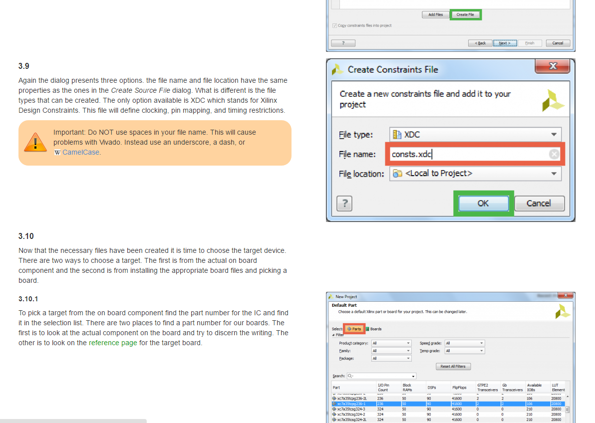 A screenshot showing part of the Getting Started with Vivado guide.