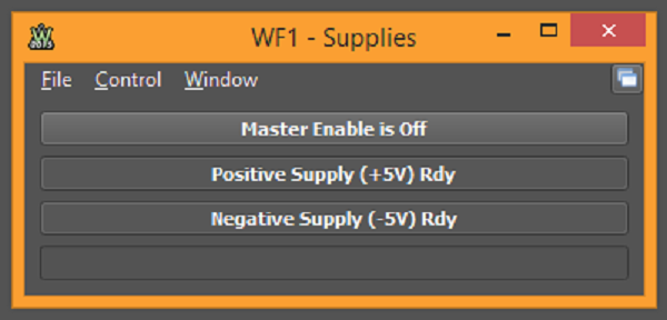 The Analog Discovery power supply window.