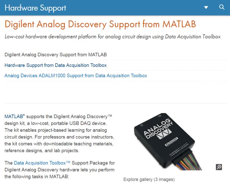 MatLAB and the Analog Discovery 2 – Digilent Blog