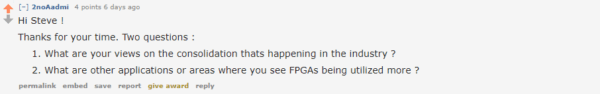 Question from Reddit - What will happen to FPGAs?