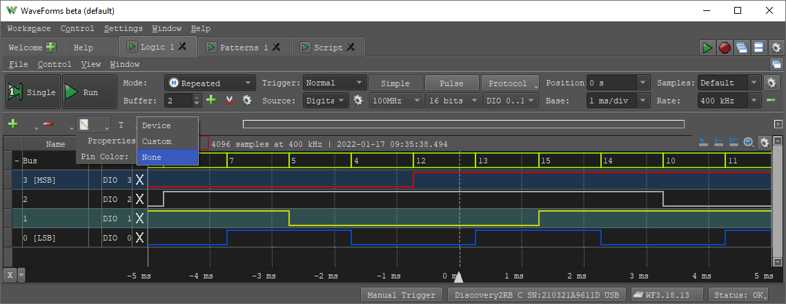 WaveForms grey theme