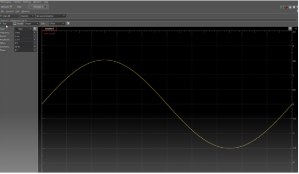 Generate a 1kHz sine wave with a 1.5V amplitude