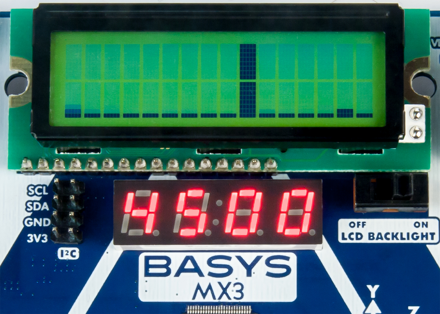 Figure 8.2. LCD and 7-segment display for spectrum analyzer.