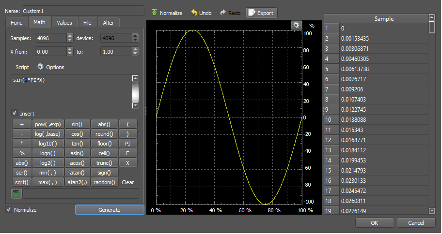 Figure 67. Using Alter tab to see how a square wave is made up of summed sine waves.