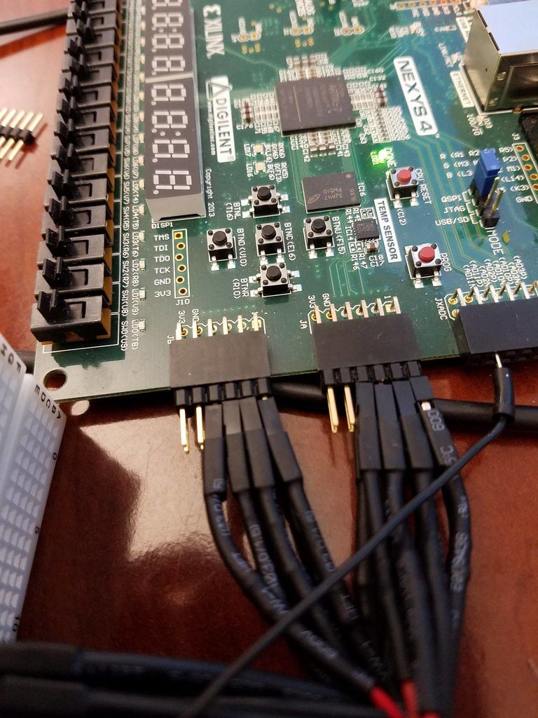 Twisted Logic Probe wires attached to a set of FPGA pins