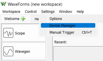 Device Manager Menu Option.