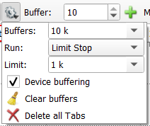The Device Buffering menu within the WaveForms software